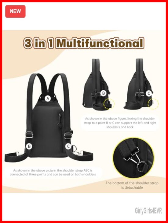 Waterproof 2-Way Mini Commuter Backpack, Multi-Compartment Oxford Convertible main image 5